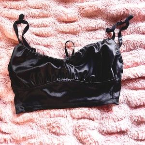 Black bra style form fitting crop top